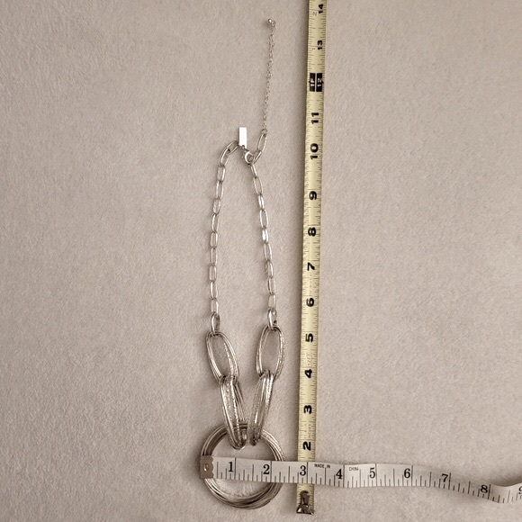 INC | Silvertone Multi-Ring Statement Necklace EUC - Picture 4 of 9